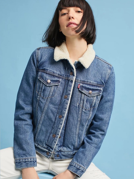 Levi's Jackets & Blazers - Levi's Blue Denim Sherpa Collar Jacket